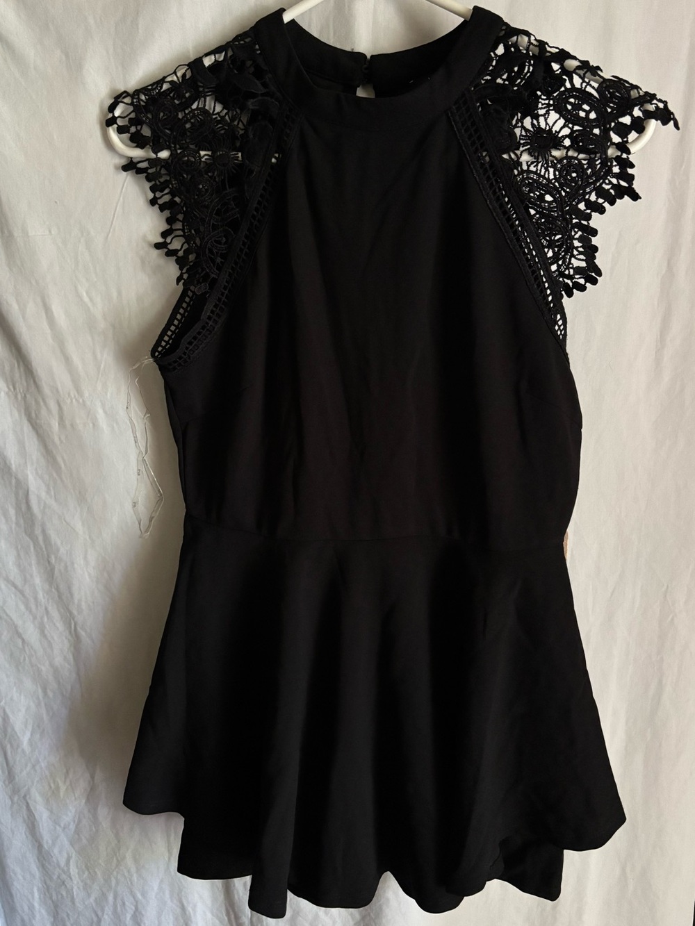 iris Black Crochet Sleeve romper